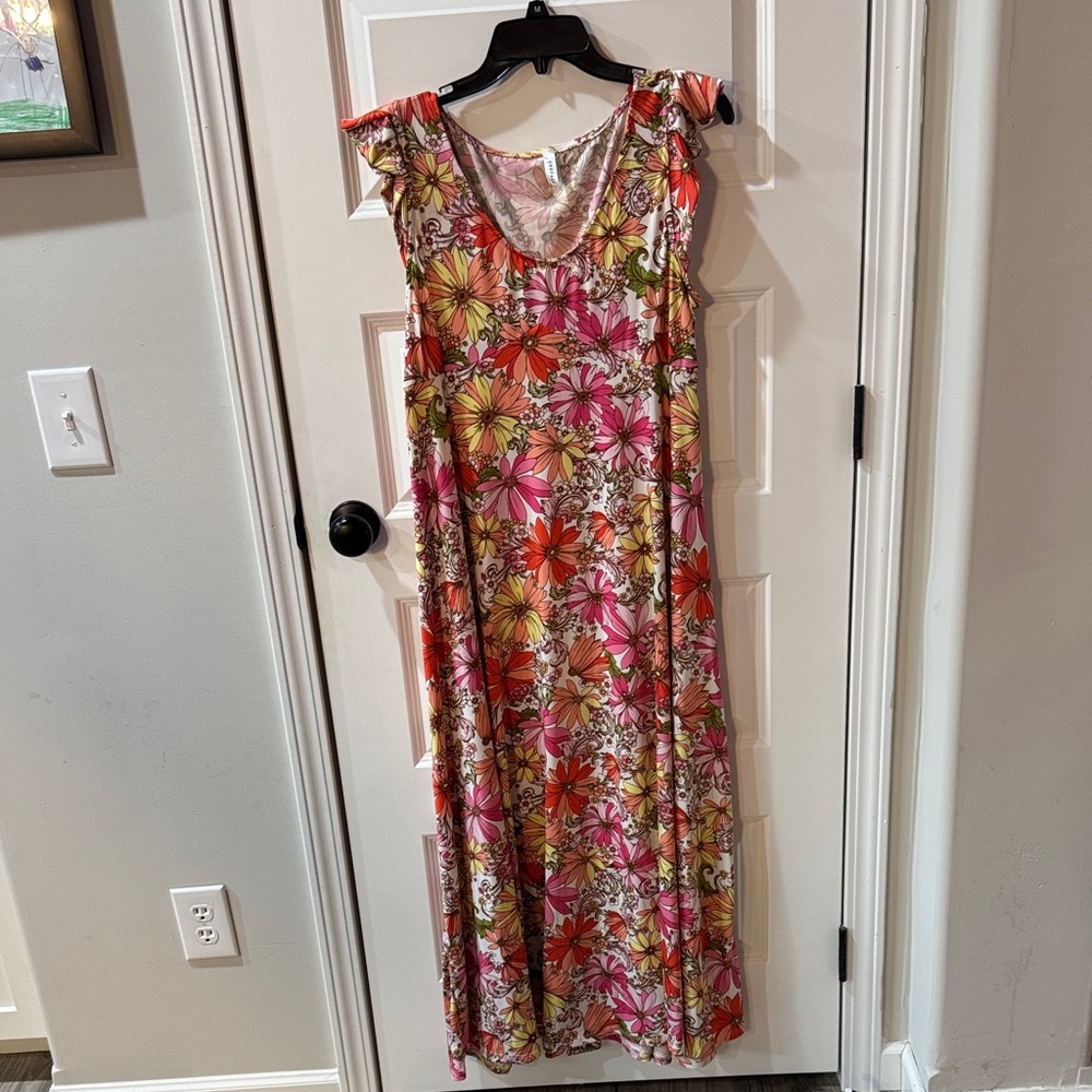 Floral Pink and Orange Women's Dress
